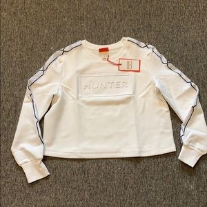 🟢 New Hunter White Crop Long Sleeve Top M